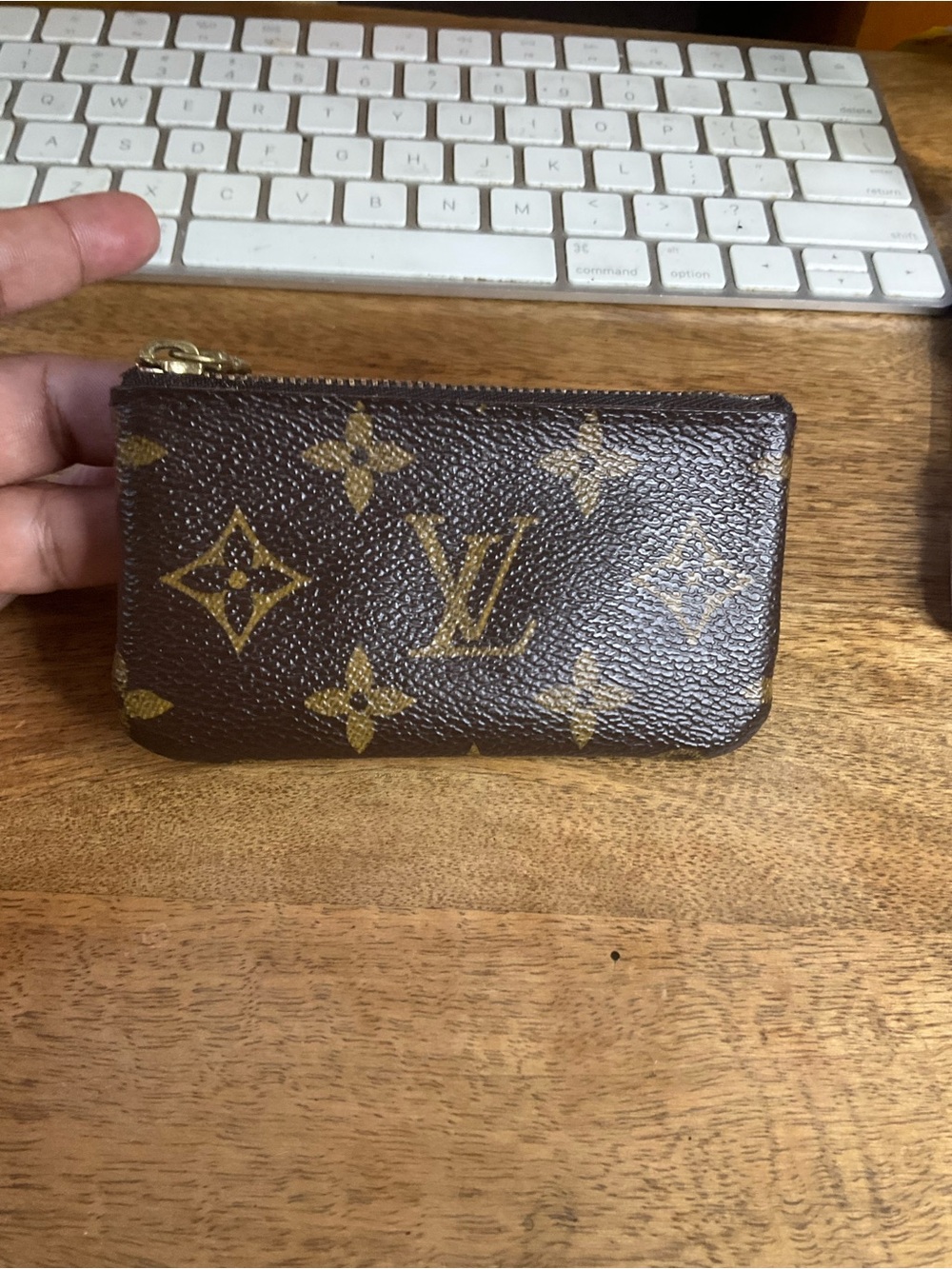 Louis Vuitton Brown & Gold Monogram Zipper Key Pouch